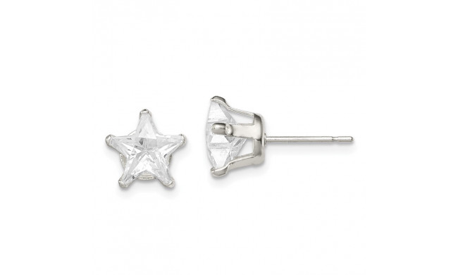 Quality Gold Sterling Silver 8mm Star Snap Set CZ Stud Earrings - QE7551