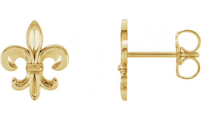 14K Yellow Fleur-De-Lis Earrings - 861091004P