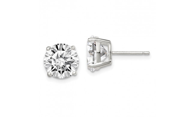 Quality Gold Sterling Silver 9mm Round Basket Set CZ Stud Earrings - QE7472