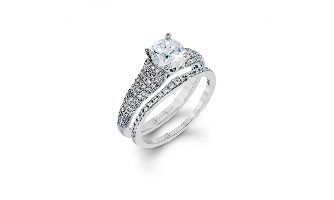 Zeghani 14k White Gold Diamond Engagement Ring Set