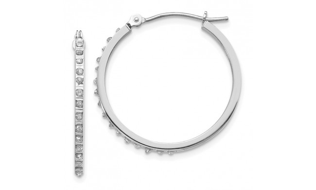 Quality Gold 14k White Gold Diamond Fascination Round Hinged Hoop Earrings - DF145