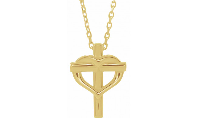 14K Yellow Youth Cross with Heart 15 Necklace - R45399601P