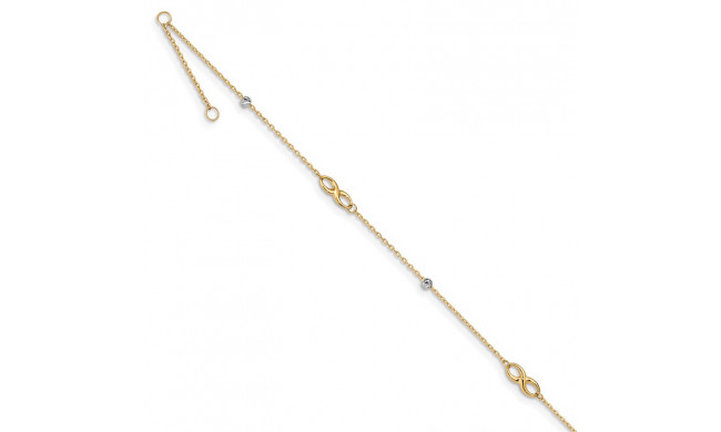Quality Gold 14k Two Tone Beads & Infinity Anklet - ANK301-10