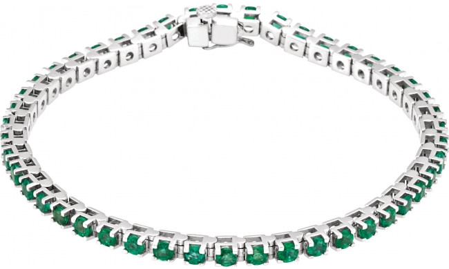 14K White Emerald Line 7 Bracelet - 65174260006P