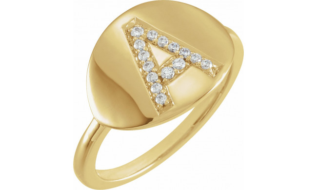 14K Yellow Initial A 1/10 CTW Diamond Ring - 653628600P