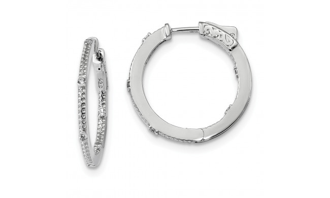 Quality Gold Sterling Silver Rhodium-plated CZ in and Out Round Hoop Earrings - QE13717