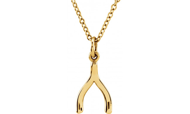 18K Yellow Vermeil Tiny Poshu00ae Wishbone 16-18 Necklace - 858011005P