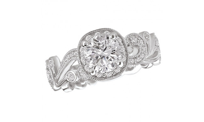 La Vie 14k White Gold Halo Diamond Semi-Mount Engagement Ring