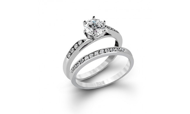 Zeghani 14k White Gold Diamond Engagement Ring