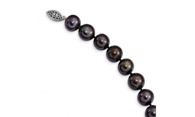 Quality Gold Sterling Silver Rhod-plated 10-11mm Black FWC Pearl Bracelet - QH5158-7.25