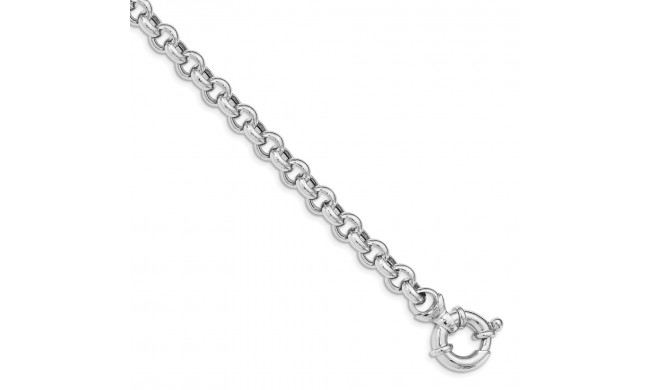 Quality Gold Sterling Silver Rhodium Plated Polished Rolo Link Bracelet - QG4815-7.5