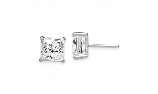 Quality Gold Sterling Silver 8mm Square CZ Basket Set Stud Earrings - QE7508