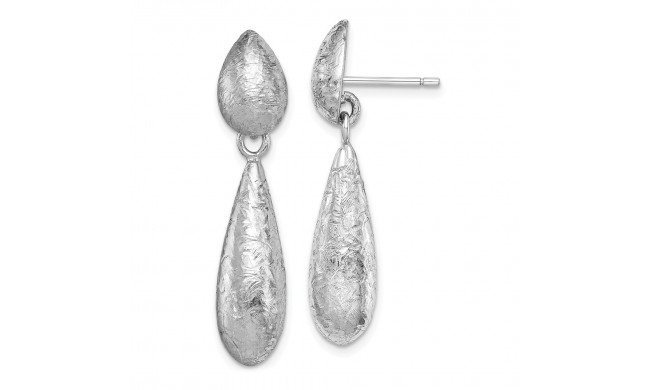 Quality Gold Sterling Silver Rhodium-plated Textured Teardrop Dangle Post Earrings - QE11404