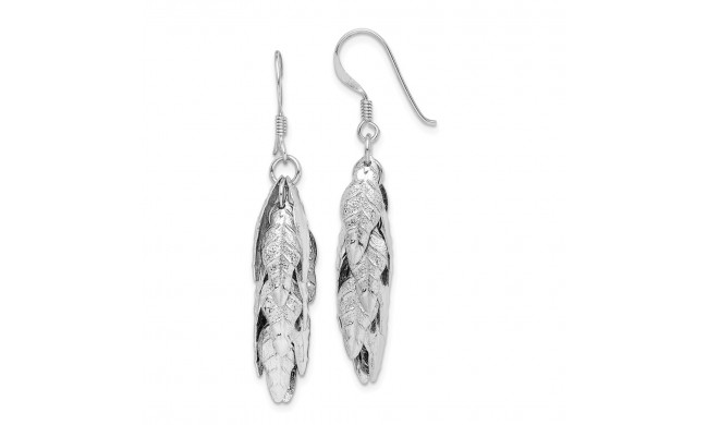 Quality Gold Sterling Silver Rhodium-plated Brushed Leaves Dangle Earrings - QE15102