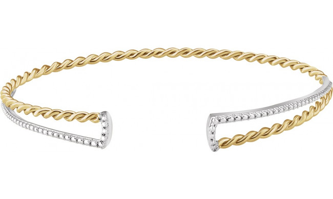 14K Yellow & White Twisted Rope Cuff Bracelet - 65276360001P