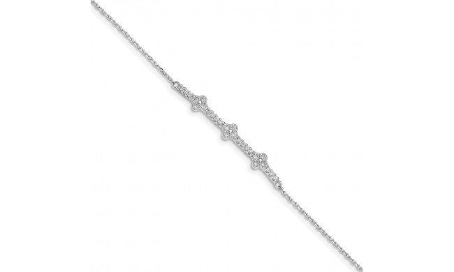 Quality Gold Sterling Silver Rhodium Plated CZ   1.25in ext. Bracelet - QG4896-6