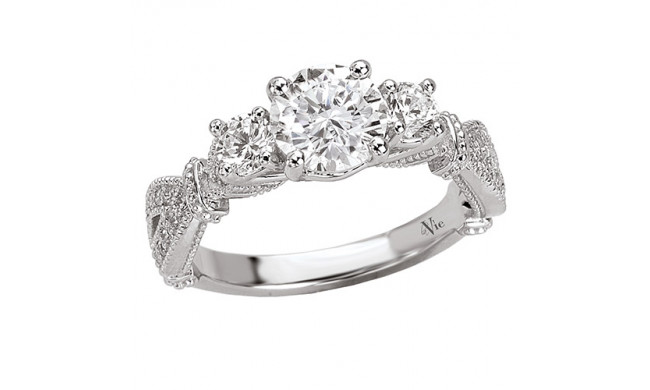 14k White Gold 3-Stone Semi-Mount Diamond Engagement Ring
