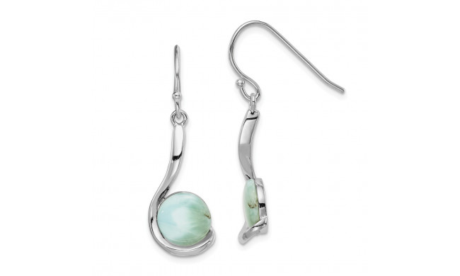 Quality Gold Sterling Silver Rhodium-plated Larimar Swirl Dangle Earrings - QE14441