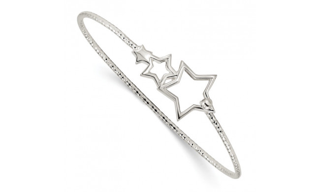 Quality Gold Sterling Silver Diamond Cut Stars Interlocking  Bangle Bracelet - QB1128