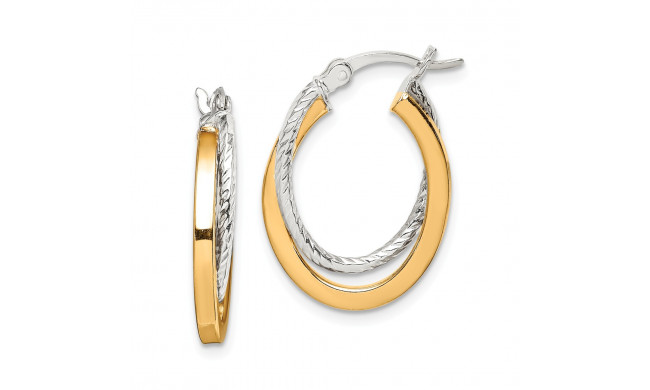 Quality Gold Sterling Silver & Gold Tone Twisted Hoop Earrings - QE14123