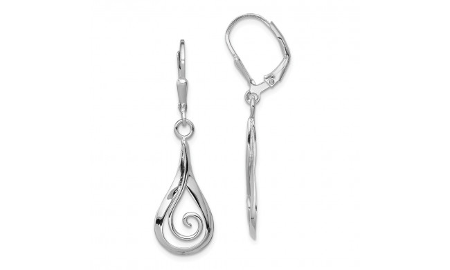 Quality Gold Sterling Silver Rhodium-plated Polished Fancy Dangle Leverback Earrings - QE11999