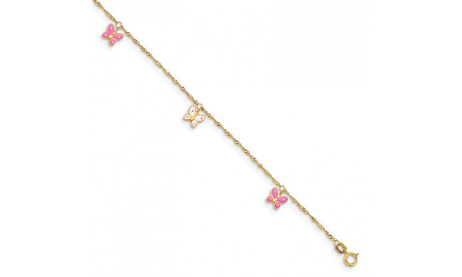 Quality Gold 14k Adjustable Enameled Butterfly Anklet - ANK88-10