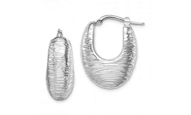 Quality Gold Sterling Silver Rhodium-plated Polished Hollow Hoop Earrings - QE11412