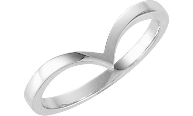 14K White V Ring - 42154742P