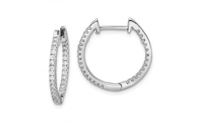 Quality Gold Sterling Silver Rhodium-plated CZ In & Out Hinged Hoop Earrings - QE15159