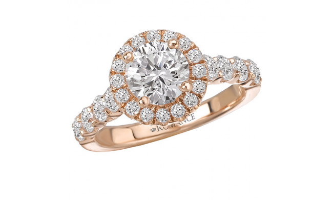 18k Rose Gold Round Halo Semi-Mount Diamond Engagement Ring