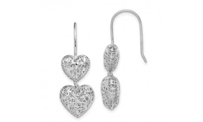 Quality Gold Sterling Silver Rhodium-plated Hearts Dangle Earrings - QE14912