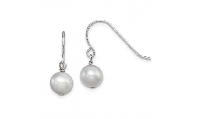 Quality Gold Sterling Silver Grey 7-8mm FW Cultured Pearl Dangle Earrings - QE7673