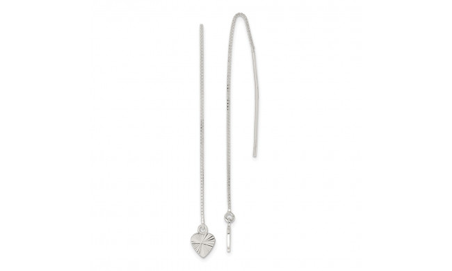 Quality Gold Sterling Silver Polished Diamond-cut Dangle Heart Post Earrings - QE11882