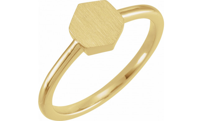 14K Yellow  9.5x8 mm Geometric Signet Ring - 52180103P