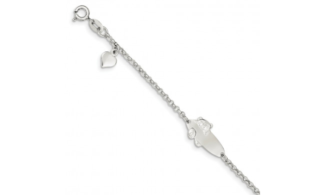 Quality Gold Sterling Silver Polished Teddy Bear Baby Engraveable ID Bracelet - QID174-6