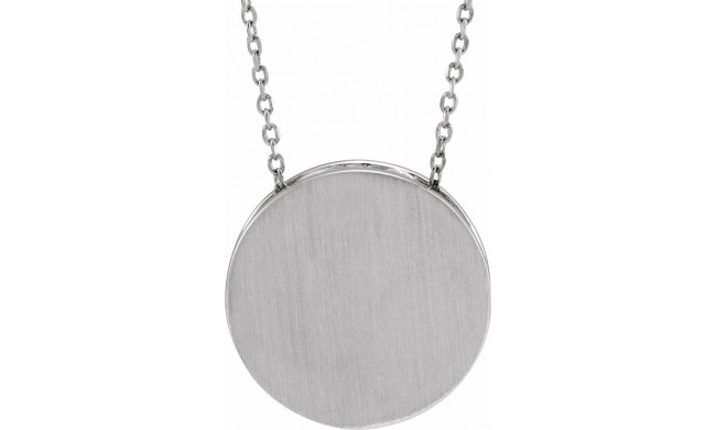 14K White 17 mm Engravable Scroll Disc 16-18 Necklace - 86634600P