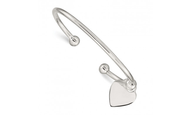 Quality Gold Sterling Silver 3mm Heart Bangle Bracelet - QB416