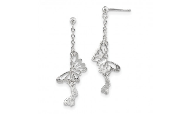 Quality Gold Sterling Silver Rhodium-plated Polished Butterfly Post Dangle Earrings - QE13525