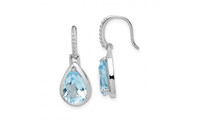 Quality Gold Sterling Silver Rhodium-plated Blue Topaz Teardrop Dangle Earrings - QE14284