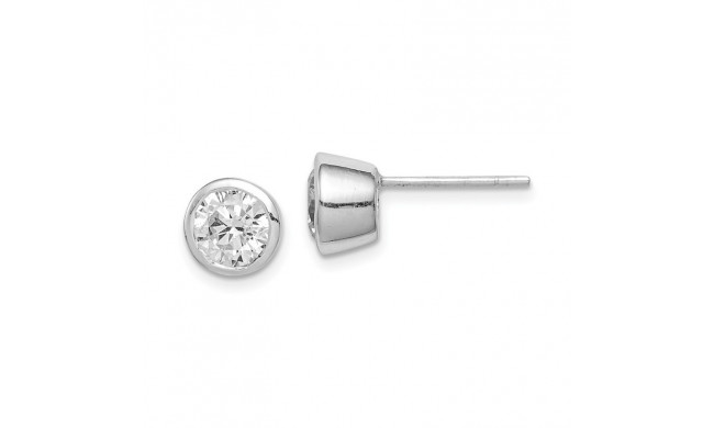 Quality Gold Sterling Silver 6mm CZ Round Bezel Stud Earrings - QE3175