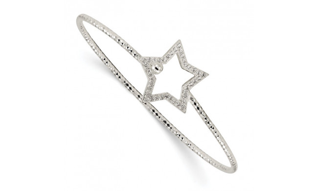 Quality Gold Sterling Silver Diamond Cut CZ Star Interlocking  Bangle Bracelet - QB1119