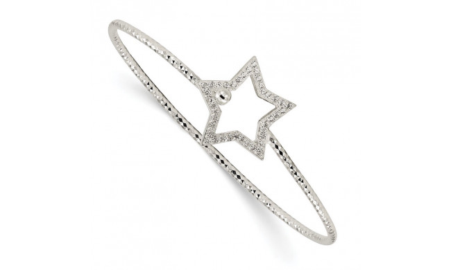 Quality Gold Sterling Silver Diamond Cut CZ Star Interlocking  Bangle Bracelet - QB1119
