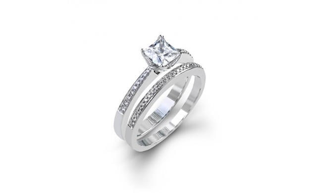 Zeghani 14k White Gold Diamond Engagement Ring Set