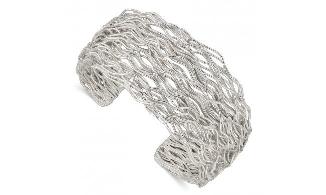 Quality Gold Sterling Silver Wavy Wire Cuff Bangle Bracelet - QB405