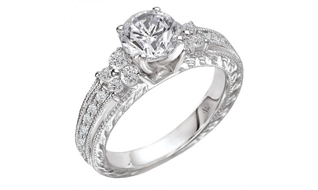 14k White Gold Peg Head Semi-Mount Engagement Ring