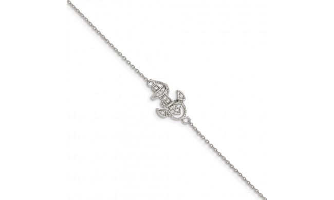 Quality Gold Sterling Silver Polished Anchor CZ Bracelet - QX932CZ