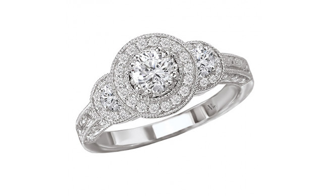 14k White Gold Halo Semi-Mount Diamond Engagement Ring