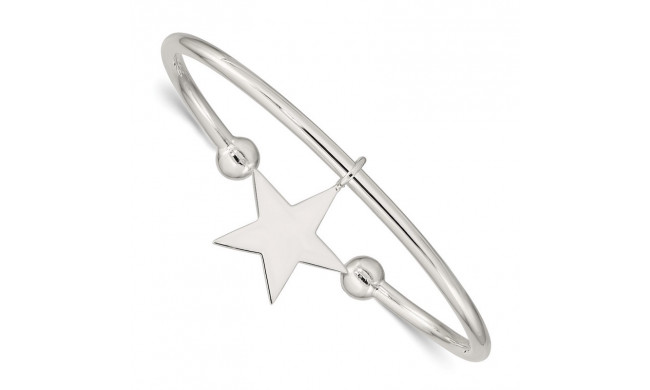 Quality Gold Sterling Silver Star Bangle Bracelet - QB417