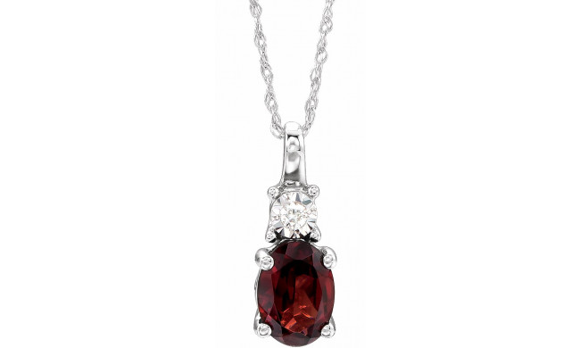 14K White Mozambique Garnet & .02CTW Diamond 18 Necklace - 651534107P