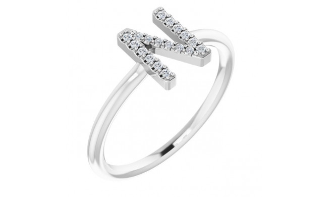 14K White .08 CTW Diamond Initial N Ring - 1238346065P